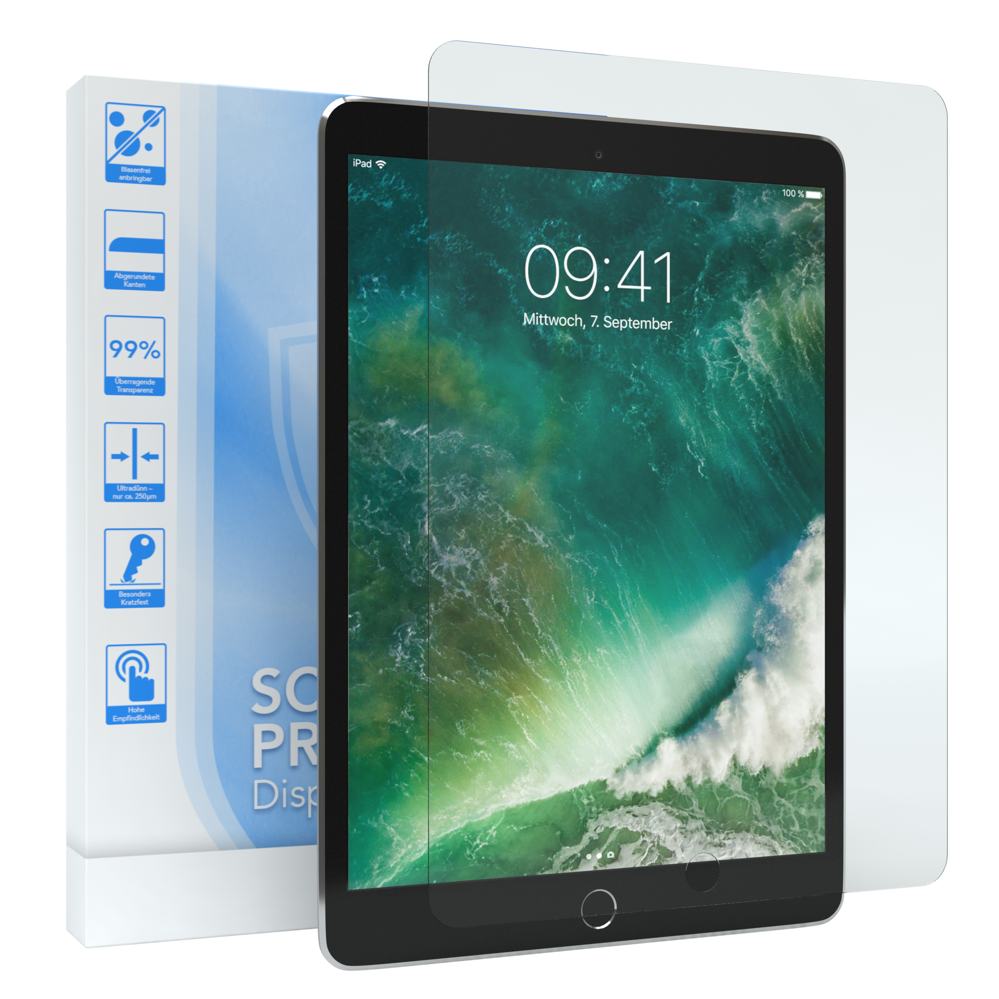 Display Apple Schutzfolie 2) iPad für Displayschutzglas(für EAZY Air Glasfolie CASE