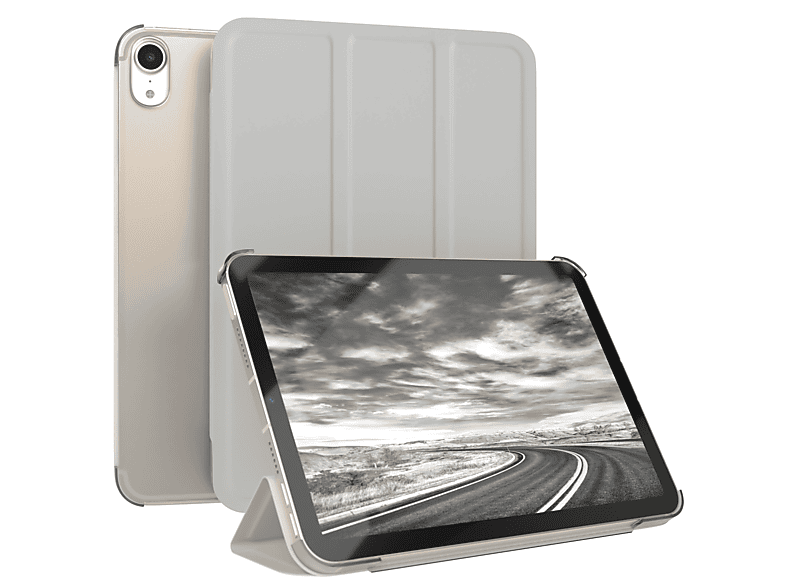 EAZY CASE Smart Case für Apple iPad Mini 6. Generation 2021 Tablethülle Bookcover für Apple Kunstleder, Hellgrau