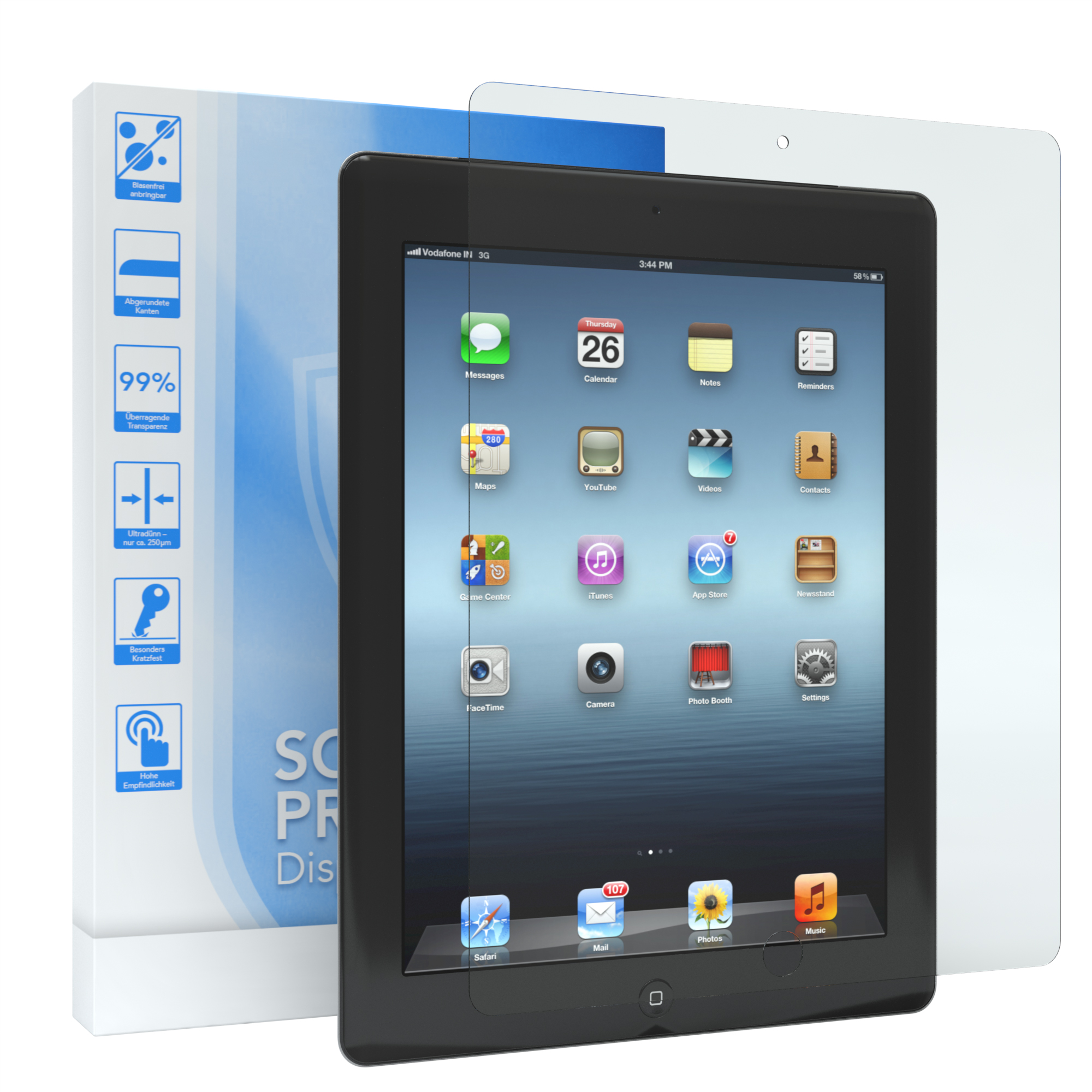 EAZY CASE Schutzfolie Apple / 3 4) 2 iPad für Glasfolie Displayschutzglas(für / Display