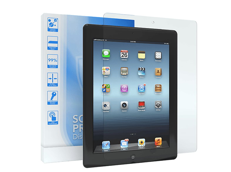 Apple / Schutzfolie CASE 4) EAZY 2 / Display iPad Glasfolie Displayschutzglas(für für 3