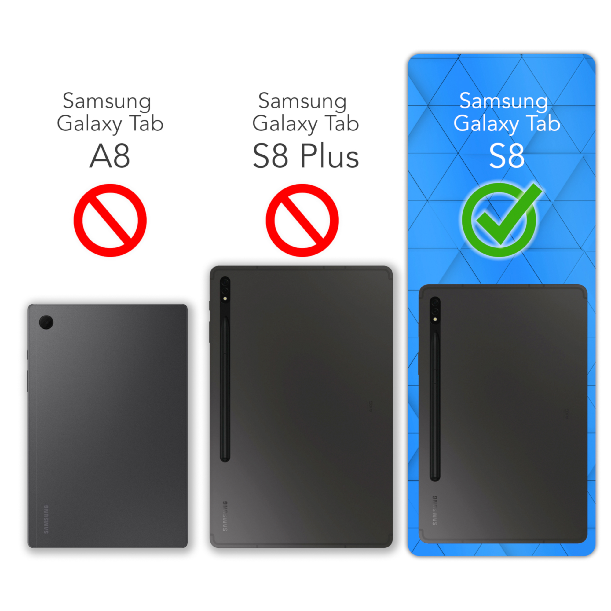 EAZY CASE Glasfolie Tab Galaxy Samsung Schutzfolie S8) für Displayschutzglas(für Display