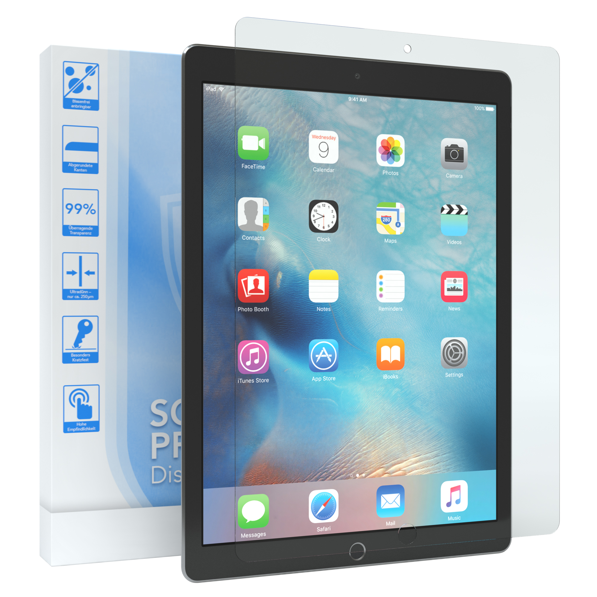 EAZY Glasfolie iPad CASE für Pro Schutzfolie 2015) Display 12,9\