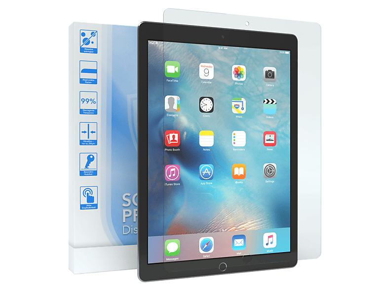 EAZY CASE Schutzfolie für Display Glasfolie Displayschutzglas(für Apple iPad Pro 12,9\