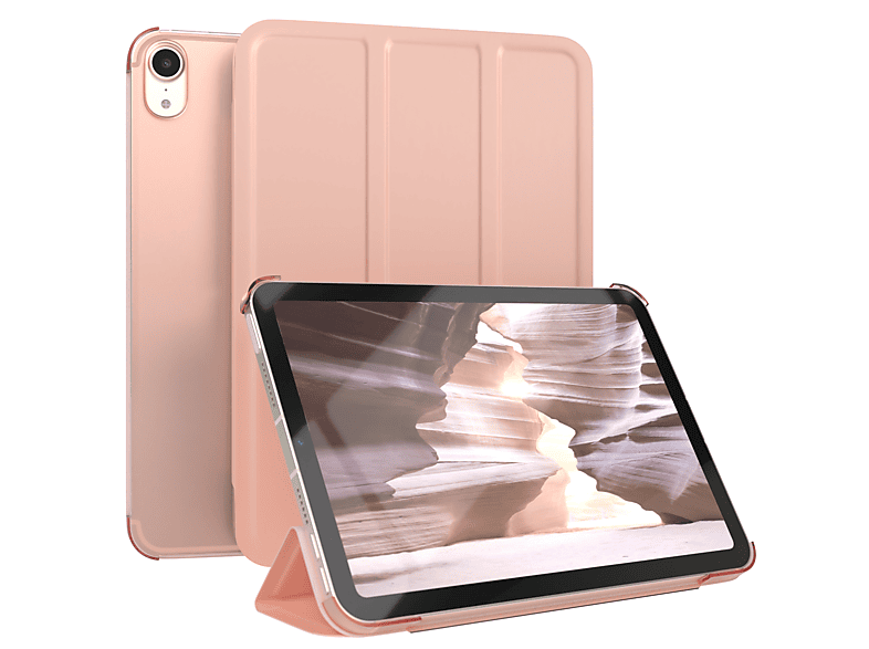EAZY CASE Smart Case für Apple iPad Mini 6. Generation 2021 Tablethülle Bookcover für Apple Kunstleder, Rosé Gold