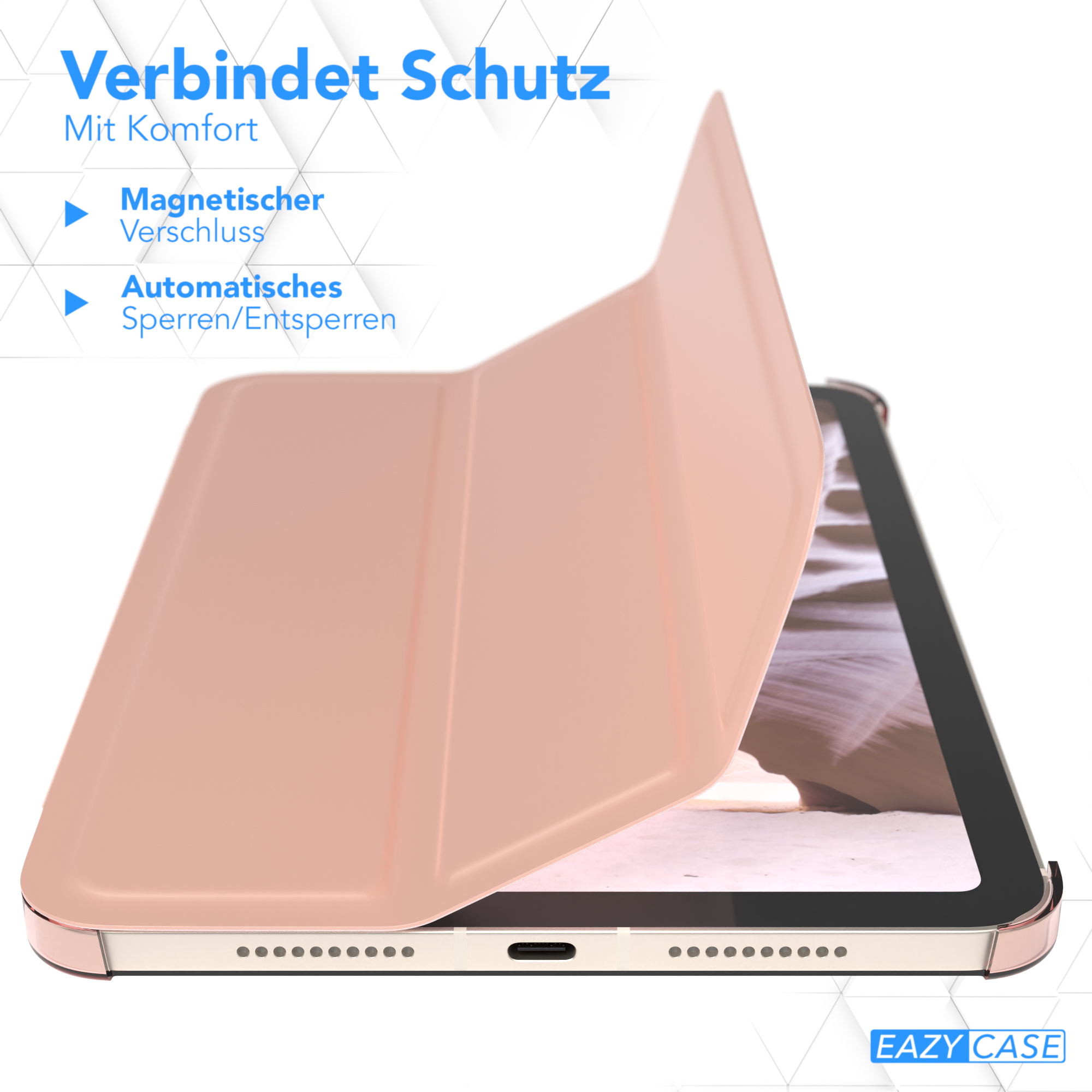 EAZY CASE Smart Case für Rosé Apple Bookcover iPad 2021 Generation 6. Tablethülle Kunstleder, für Apple Gold Mini