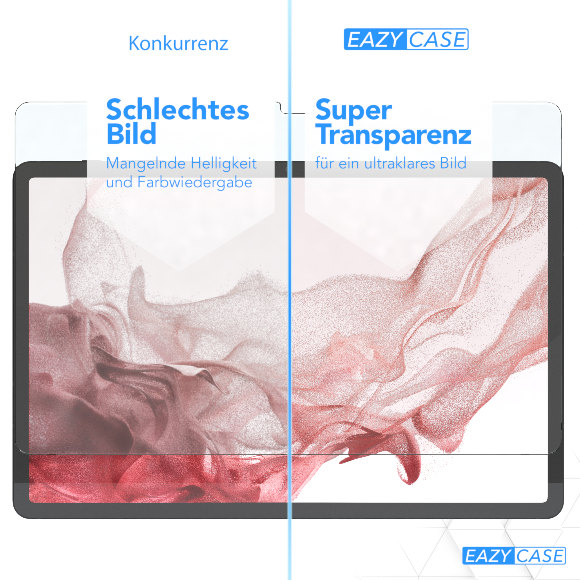 EAZY CASE Schutzfolie Display Samsung Tab Glasfolie Displayschutzglas(für Plus) für S8 Galaxy