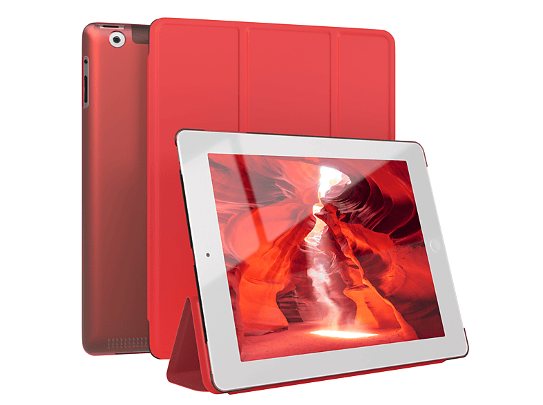 Kunstleder, für EAZY Smart Tablethülle 2. / CASE Apple Rot Apple 4. Generation iPad / Case 3. Bookcover für