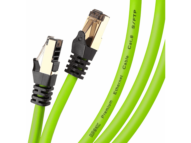 DURONIC CAT8 GN 10m Ethernetkabel | 5.000 MB/s | RJ45 Patchkabel | Lankabel für Router und Konsole, Netzwerkkabel, 10 m