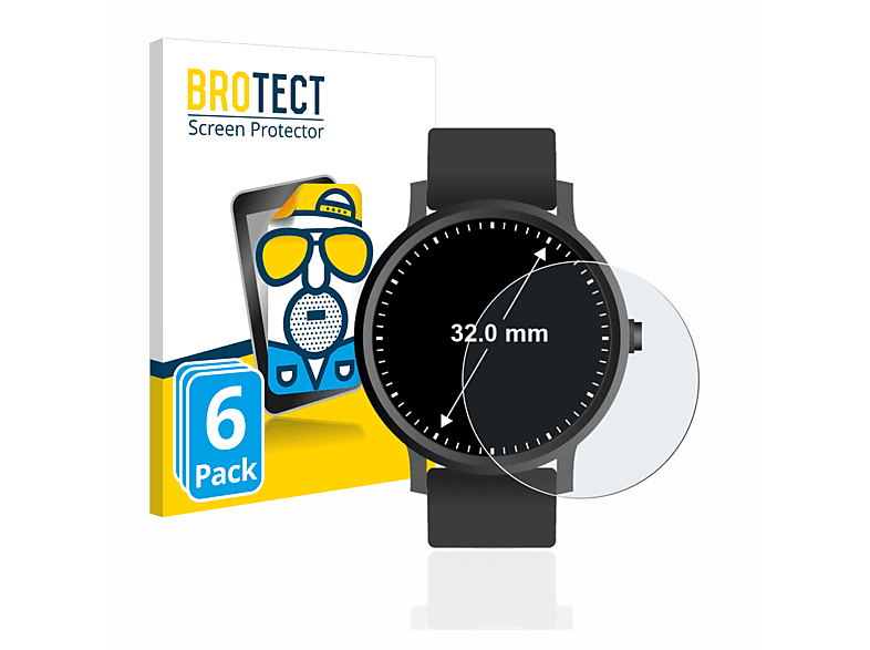 BROTECT 6x matte Schutzfolie(für Universal Armbanduhren (Kreisrund, ø: 32 mm))