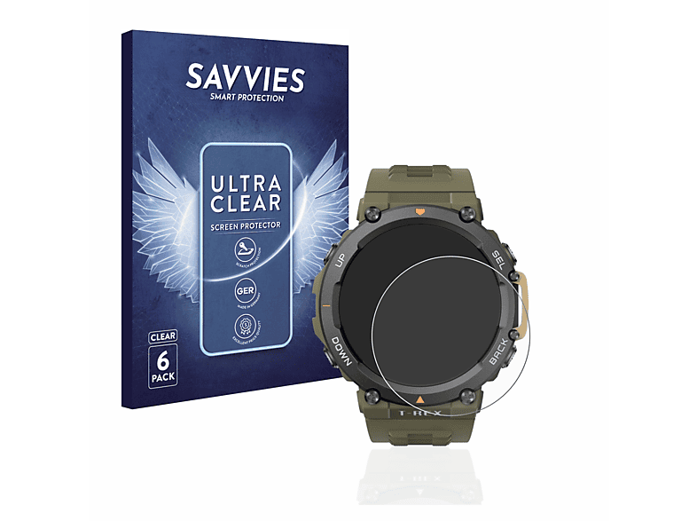SAVVIES 6x klare Schutzfolie (für Huami Amazfit T-Rex 2)