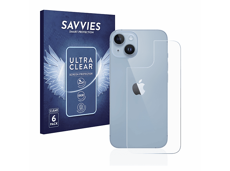 SAVVIES 6x klare Schutzfolie(für Apple 14) iPhone
