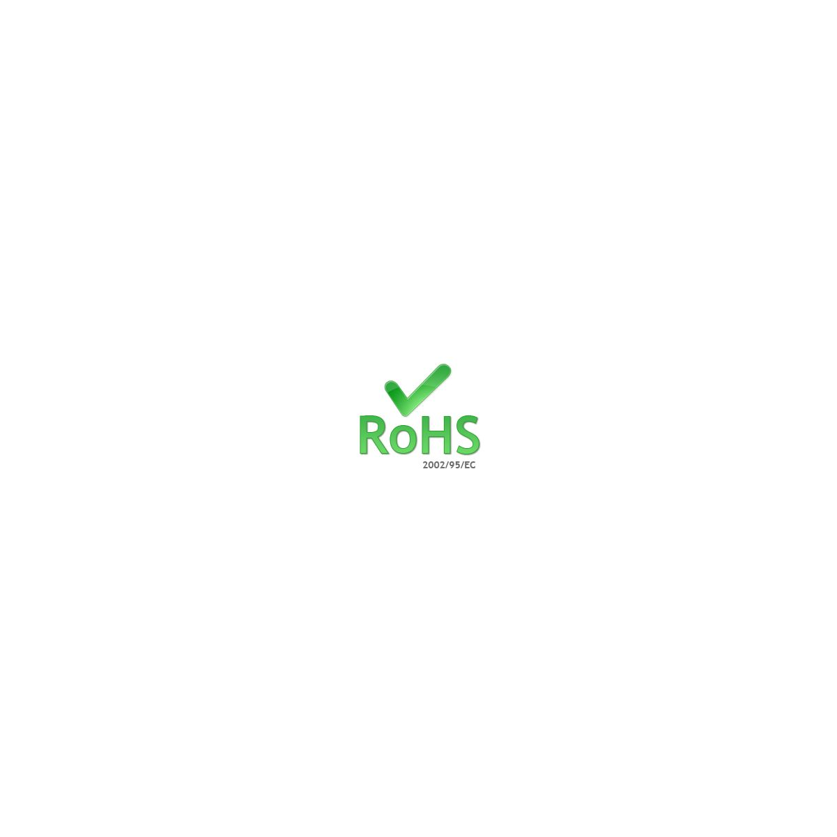 Logo RoHS, zielony symbol ✓ w okręgu z literami RoHS i tekstem poniżej.