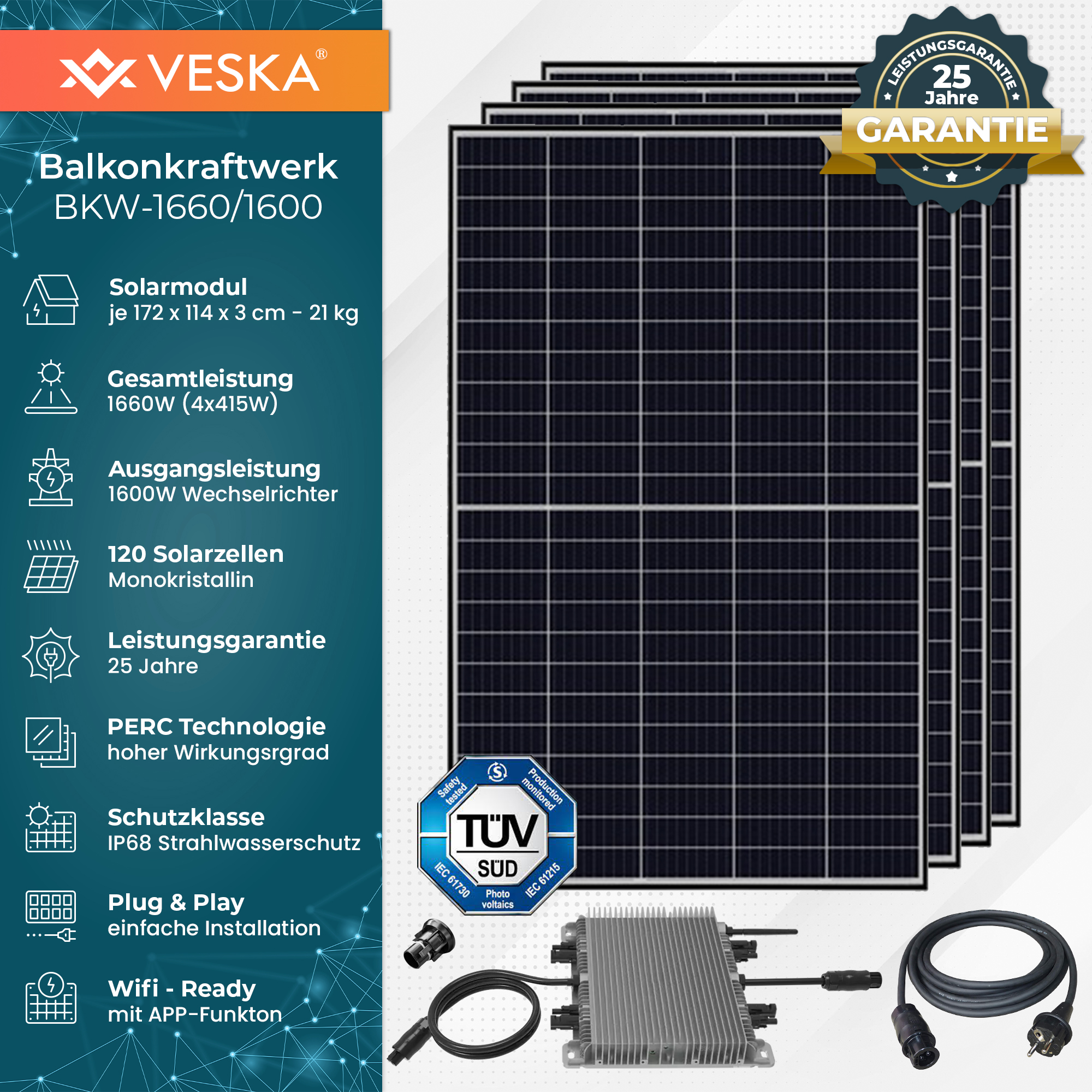 Photovoltaik Balkon Solaranlage VESKA Solaranlage