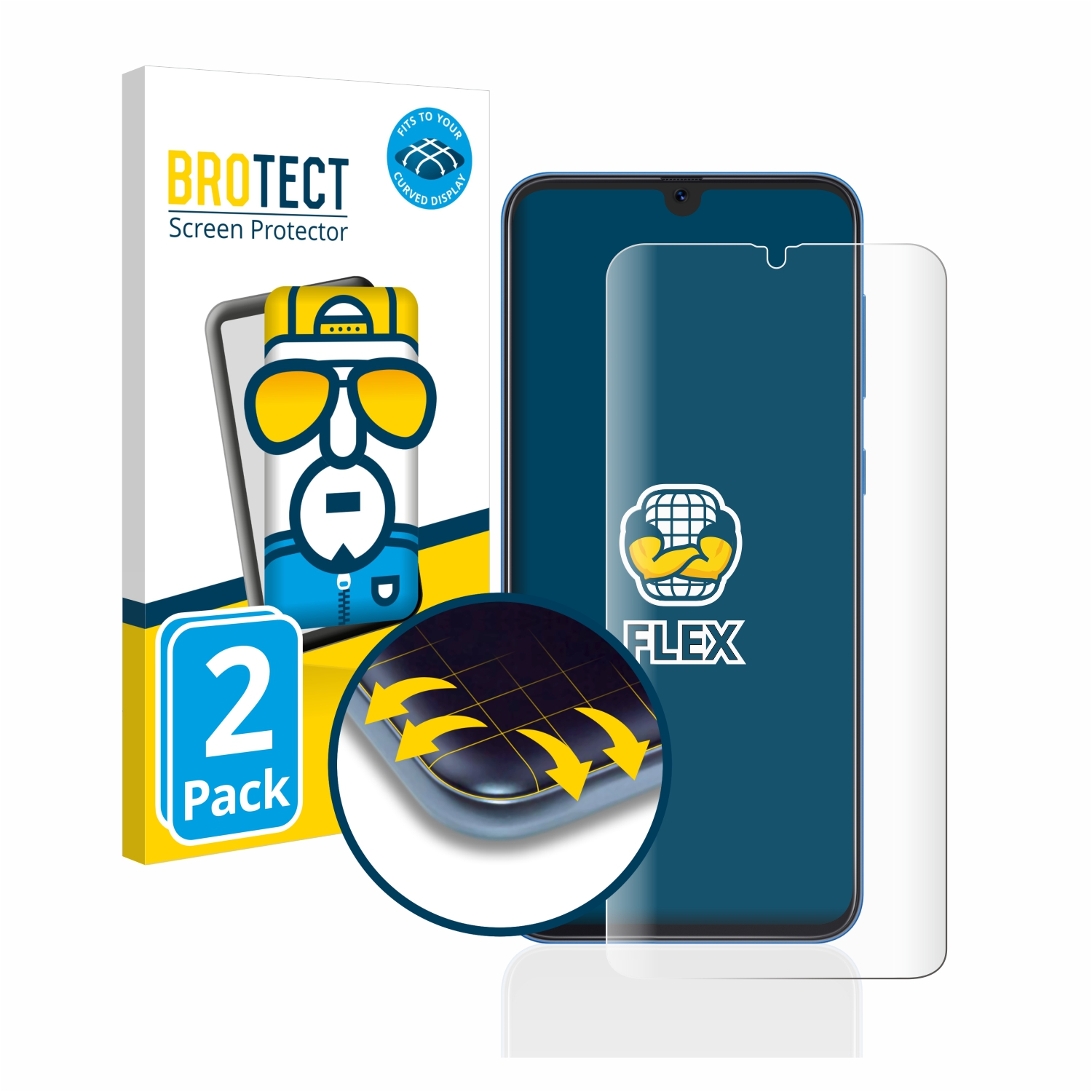 BROTECT 2x Curved A50) Schutzfolie(für Full-Cover 3D Samsung Flex Galaxy