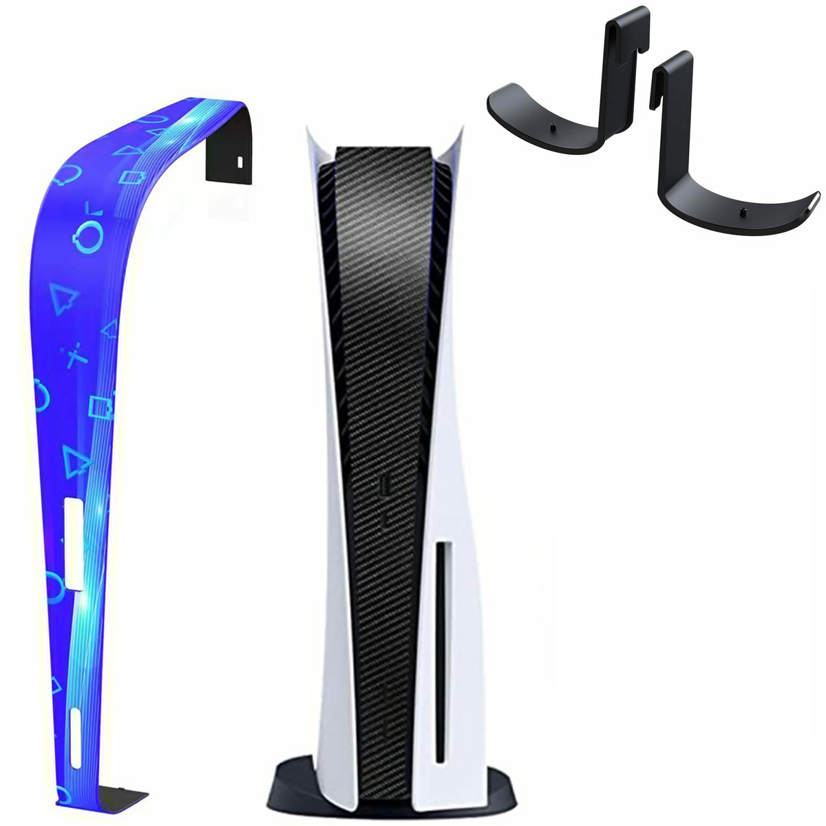 TADOW Host-Dekoration, Mit PS5-Konsolenverkleidung, Zubehör Haken, die für Konsolenzubehör, blau