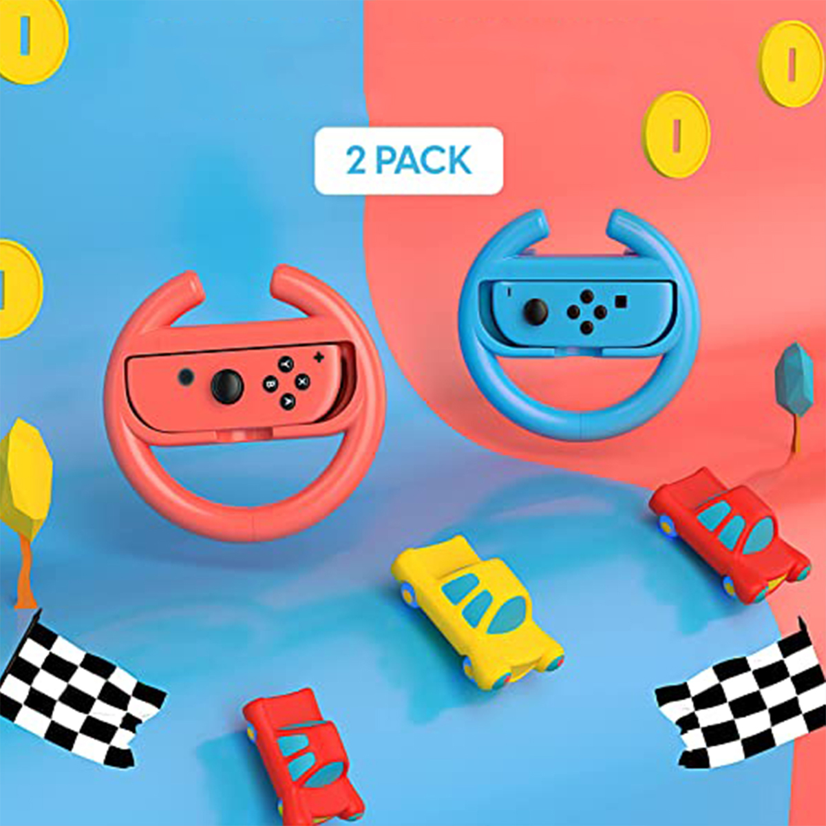 Gamepad-Lenkrad, für Zubehör Nintendo, Rötlich-blau Zubehör Konsolenzubehör, RESPIEL Spiel,Joy-Con-Griff