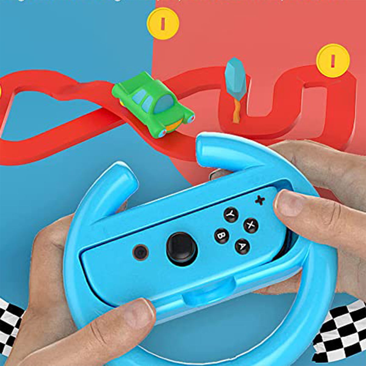 Zubehör für Konsolenzubehör, Nintendo, RESPIEL Rötlich-blau Gamepad-Lenkrad, Zubehör Spiel,Joy-Con-Griff