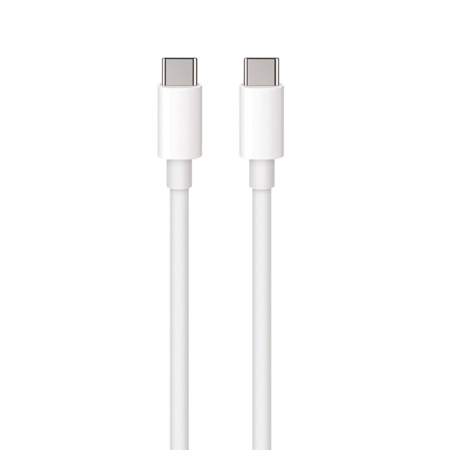 Zwei weiße USB-C-Kabel auf weißem Hintergrund.