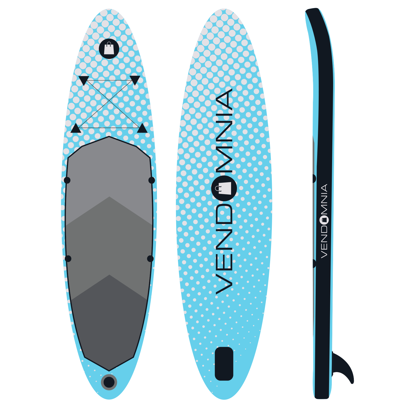 VENDOMNIA SUP Board, Paddle (Punktmuster) Weiss-Blau
