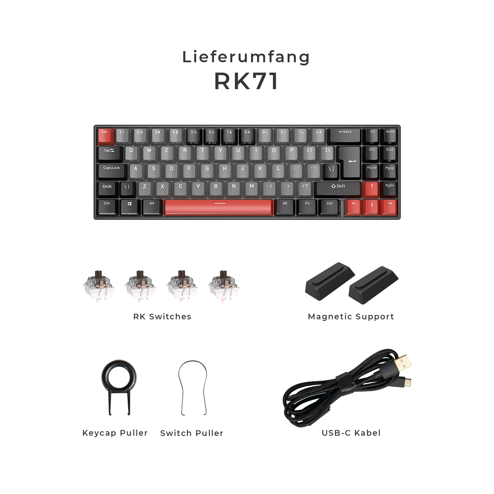 ROYAL KLUDGE Mode Dual Gaming 2,4ghz, Tastatur, Mechanisch, RK71 ISO Sonstiges