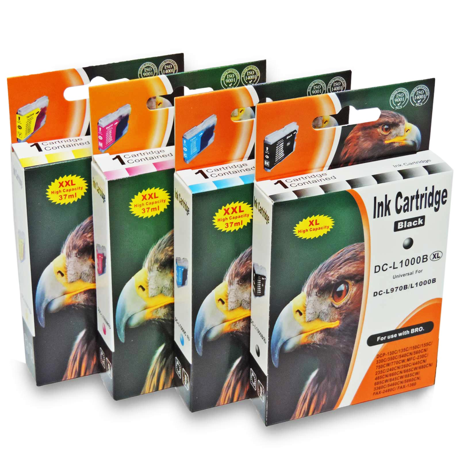 D&C LC-970 XXL, LC-1000 XXL Tinten Patronen LC-1000XL LC1000XL Druckerpatronen kompatibel Multipack 4-Farben (Schwarz, Cyan, Magenta, Gelb) (LC-970 XXL, LC-1000 XXL)