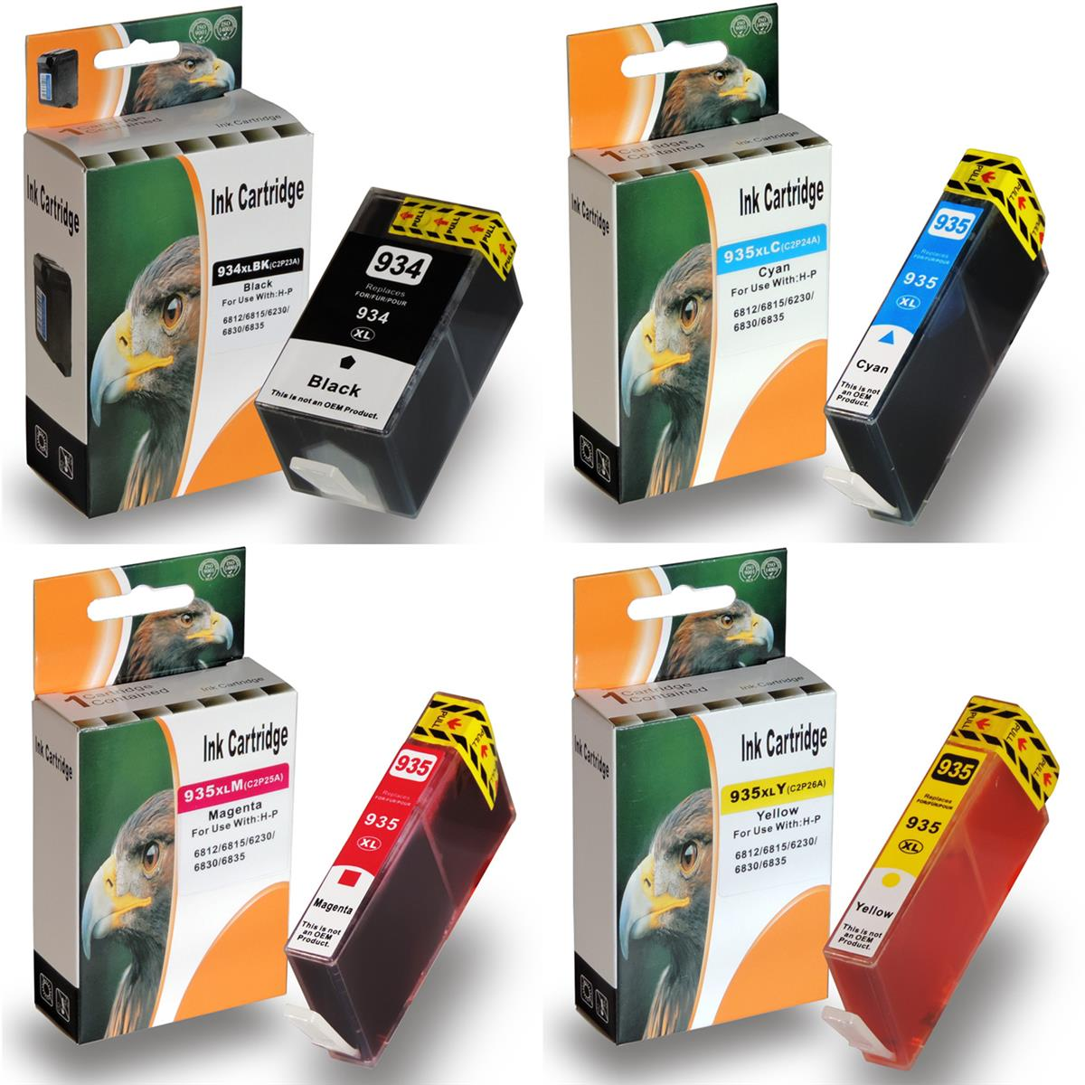 D&C 934XL, X4E14AE, 935XL Tintenpatrone Multipack (934XL, (Schwarz, 935XL) 4-Farben Cyan, Gelb) Magenta, X4E14AE