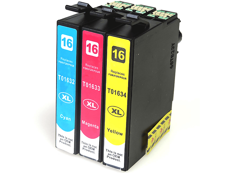 3-Farben T1636, T1636, D&C Tintenpatrone (16XL, C13T16364010 C13T16364010) Magenta, 16XL, Füller, (Cyan, Gelb) Multipack