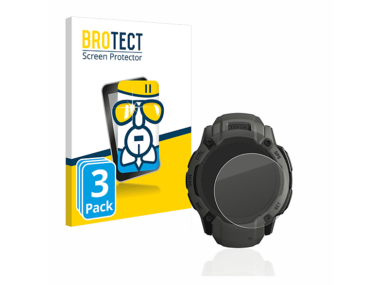 BROTECT 3x Airglass klare Schutzfolie(für Garmin Instinct 2X Solar)