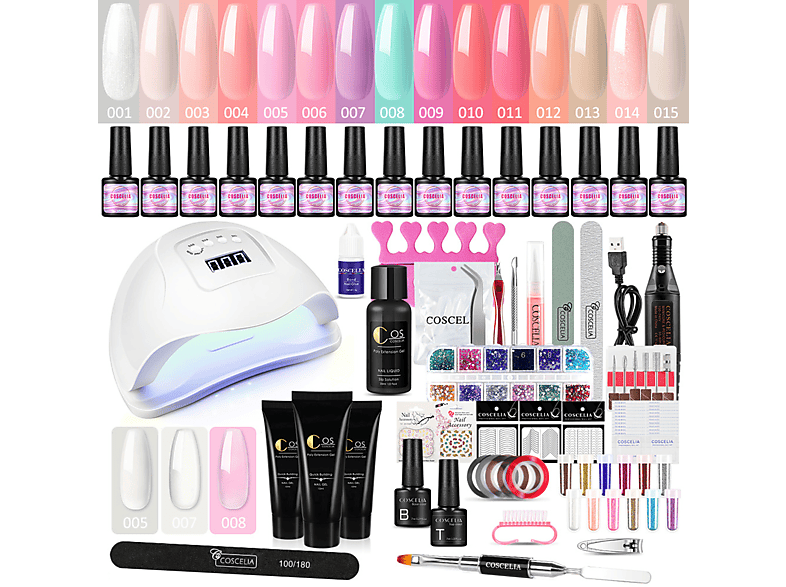 Nagellack-Gel-Set Lichthärtungsgerät (55 DIY SCHEIFFY Stück) 15 Farbe Maniküre-Sets, Farben Nagellack,