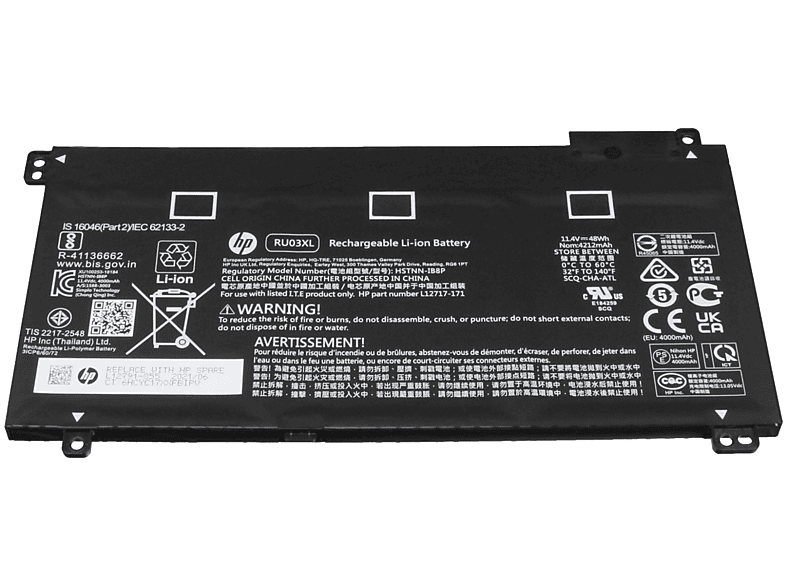 HP RU03XL Original Li-Polymer Akku, 11.4 Volt, 4000 mAh