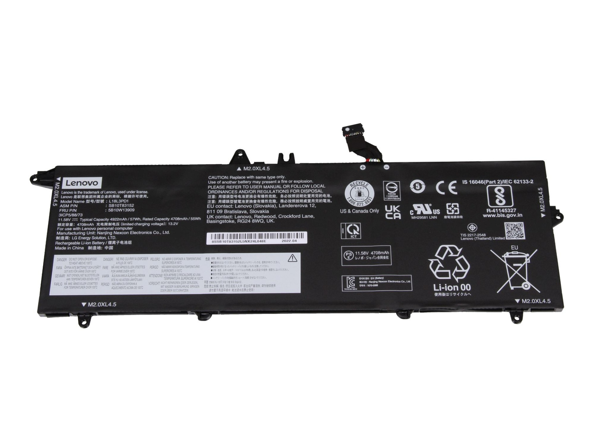 LENOVO 02DL013 Original Li-Polymer 4922 Akku, mAh 11.58 Volt