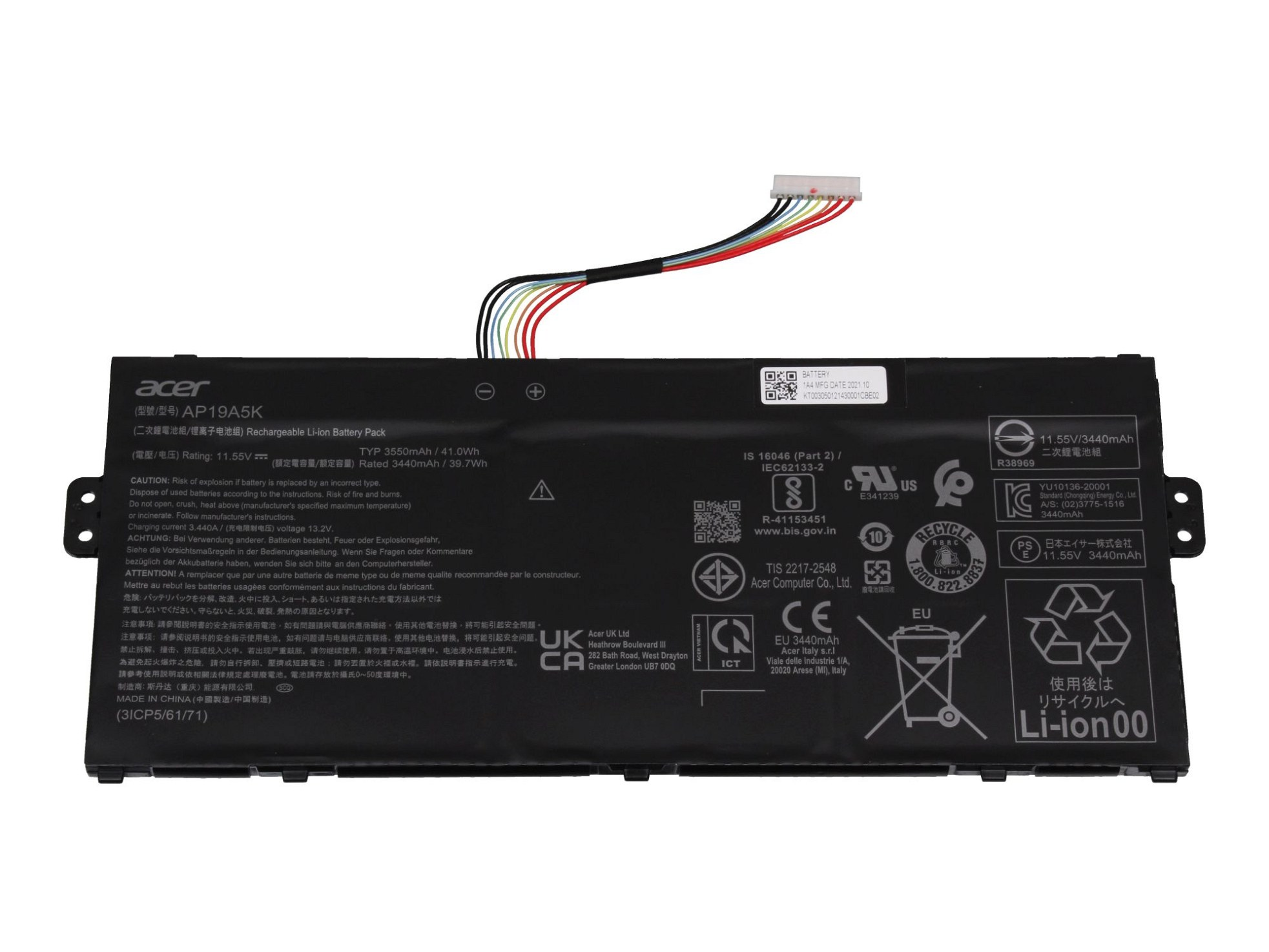 Akku, 11.55 Li-Polymer 3550 mAh Volt, ACER KT.00305.012 (AP19A8K) Original