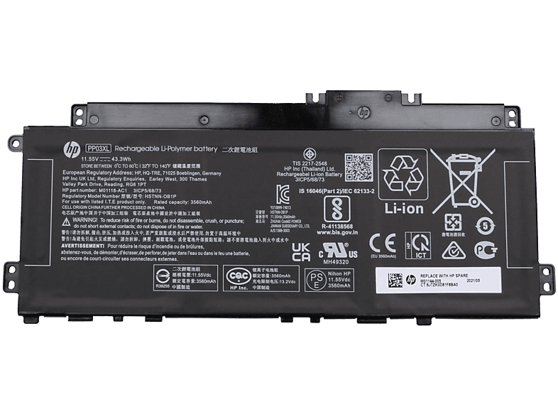 HP M01118-AC1 Original Li-Polymer Akku, 11.55 Volt, 3750 mAh