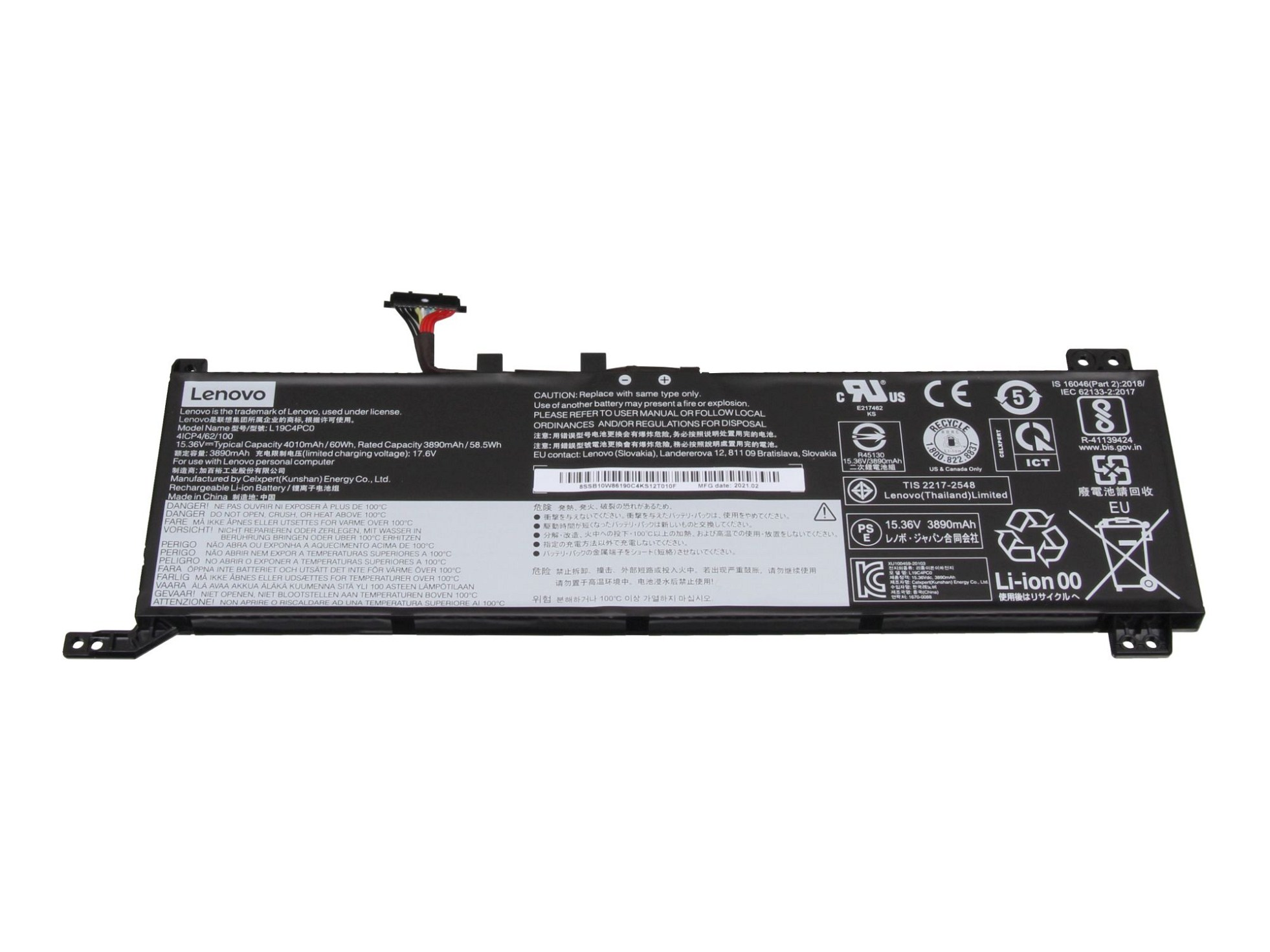 LENOVO 5B10W86196 Original (kurz) mAh Li-Polymer Akku, 4010 15.36 Volt