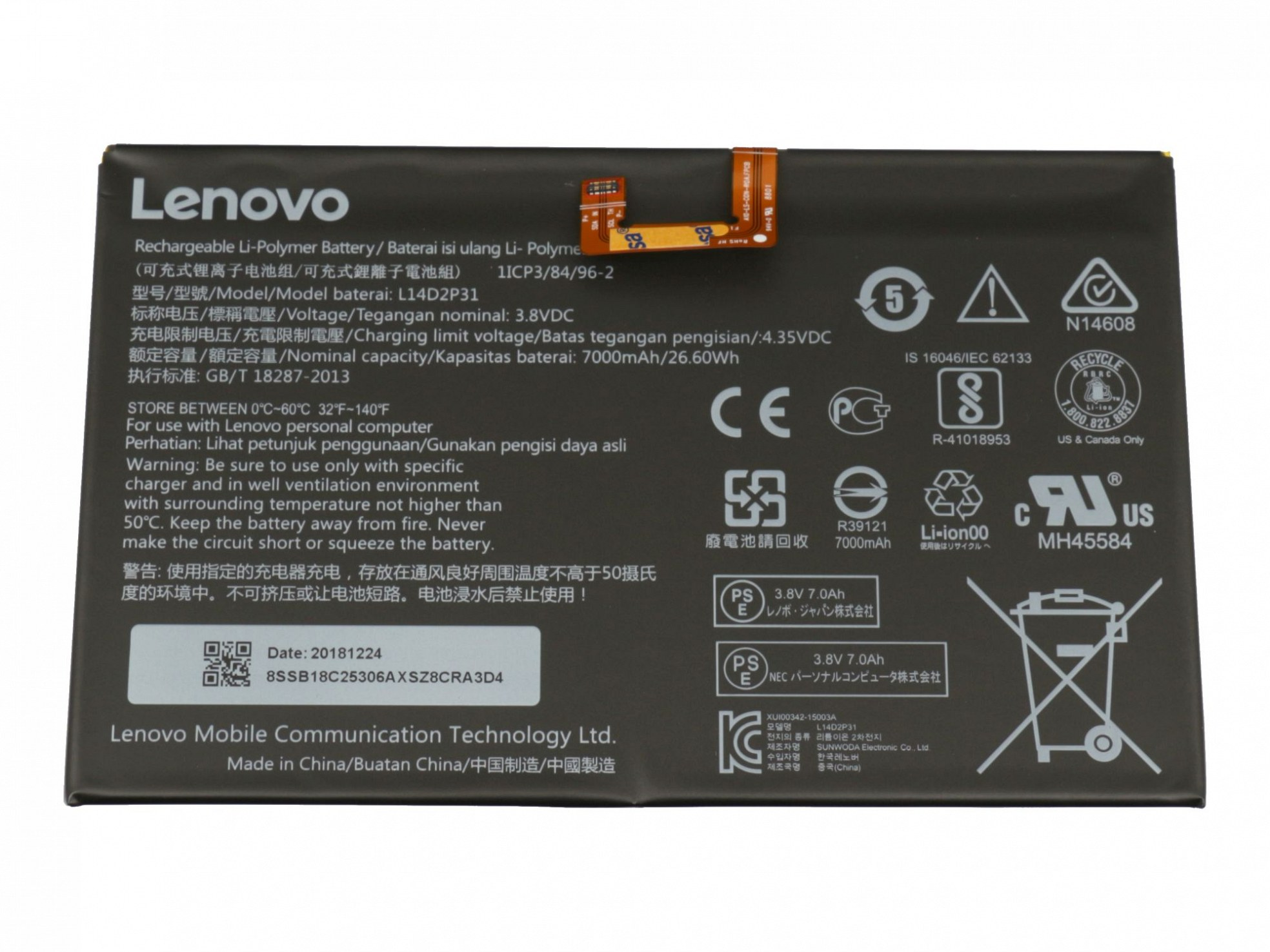 mAh Original LENOVO 3.8 Akku, 7000 Li-Polymer Volt, SB18C25306