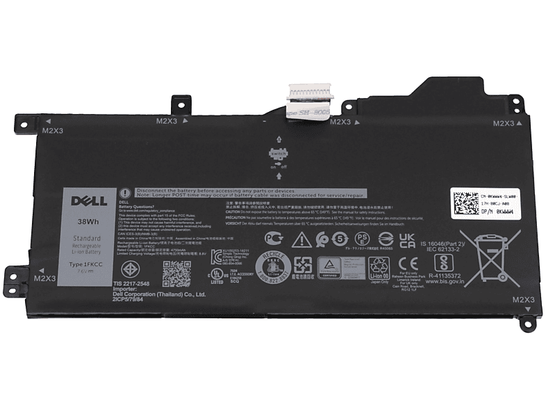 DELL 1FKCC 5000 Original Li-Polymer mAh 7.6 Akku, Volt