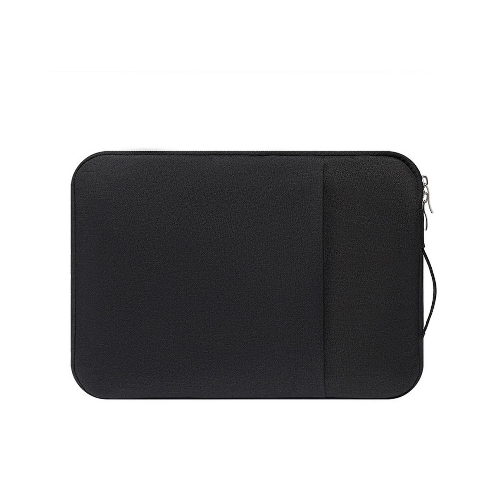 Schwarze Laptoptasche mit Tasche und Reißverschluss.