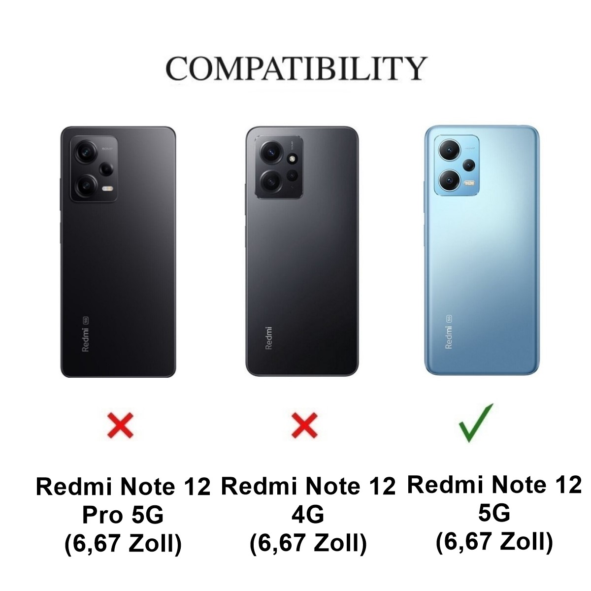 Case Redmi Note Xiaomi, Transparent COVERKINGZ dünn, 12 5G, Ultra Handyhülle Backcover,