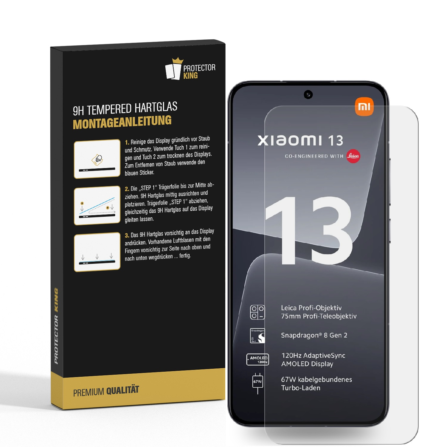 PROTECTORKING 2x 9H Panzerglas KLAR Xiaomi HD Displayschutzfolie(für Schutzglas 13)
