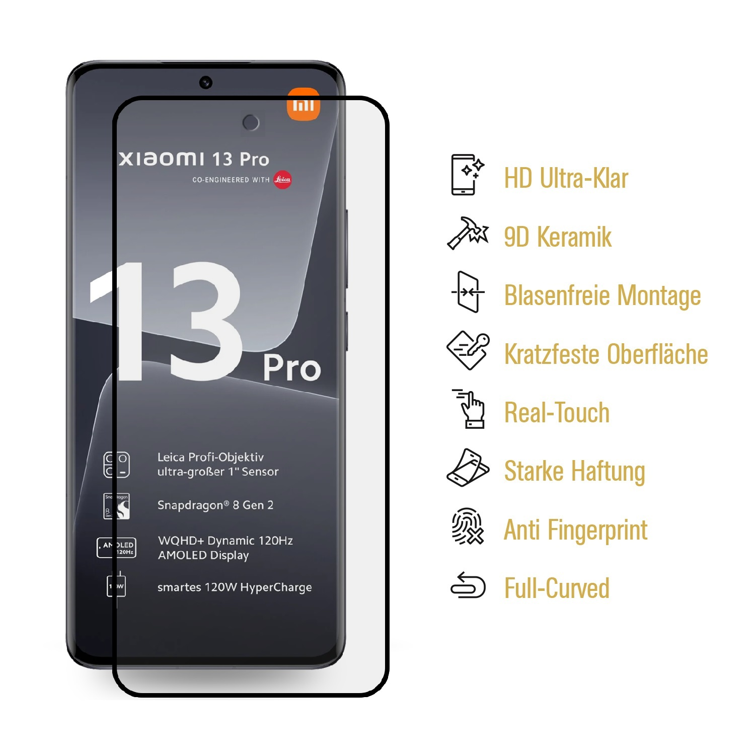 PROTECTORKING 3x FULL HD Pro) 13 Xiaomi KLAR Displayschutzfolie(für Keramik CURVED Panzerfolie