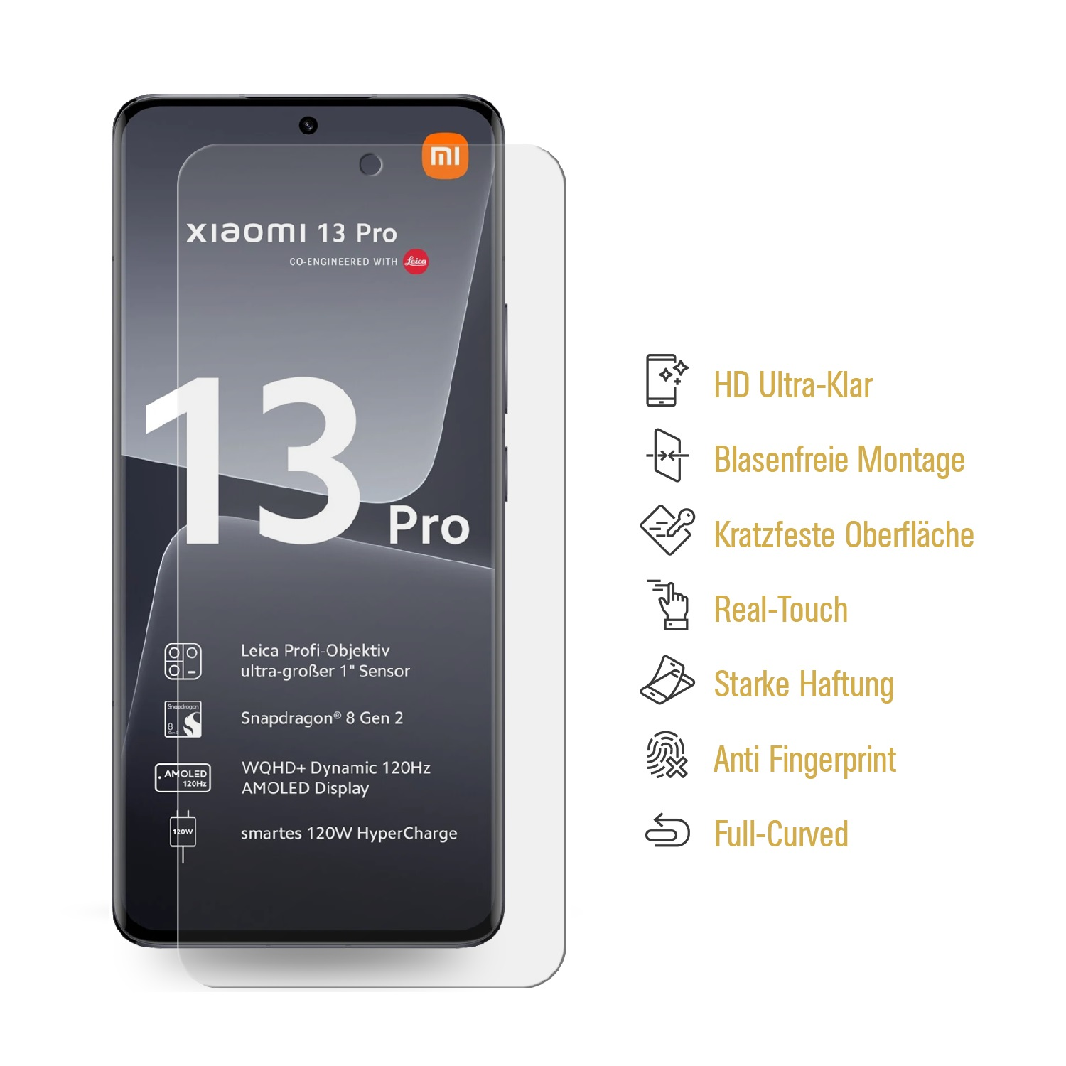 PROTECTORKING Displayschutzfolie(für KLAR Panzerfolie Schutzfolie 2x 13 Pro) ANTI-SHOCK Xiaomi