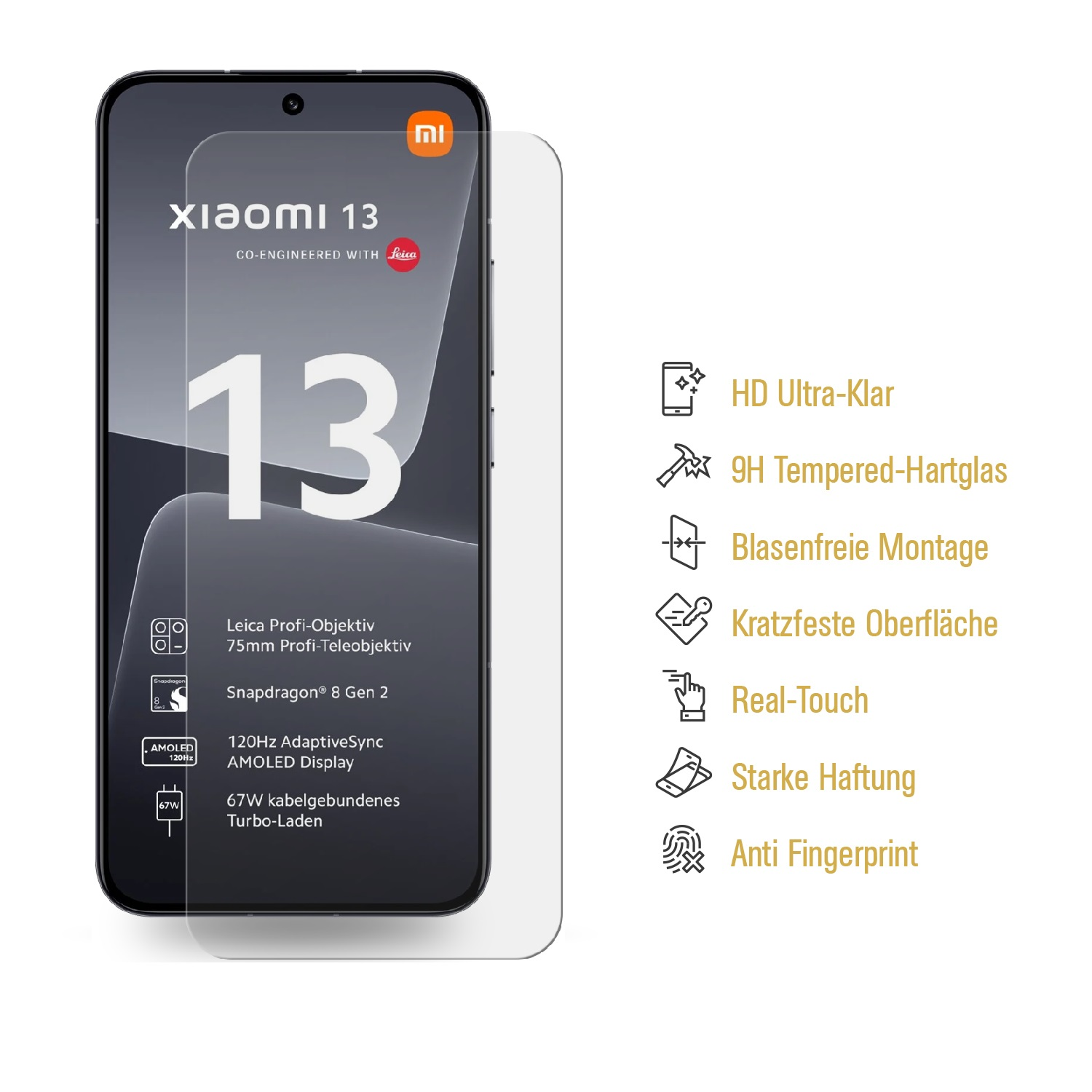 1x Panzerglas Schutzglas KLAR HD Displayschutzfolie(für PROTECTORKING 13) Xiaomi 9H