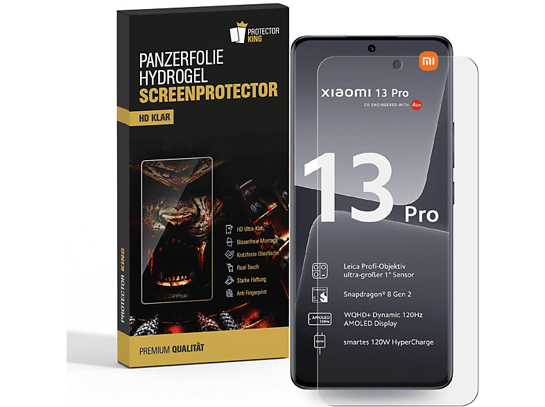 PROTECTORKING 3x FULL CURVED Hydrogel KLAR Displayschutzfolie(für 13 Panzerfolie Pro) HD Xiaomi