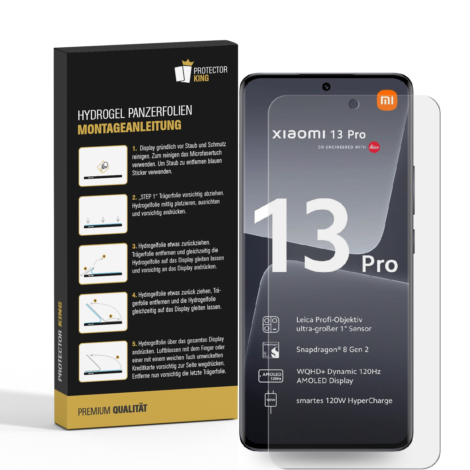 PROTECTORKING 2x FULL CURVED 13 KLAR Panzerfolie HD Hydrogel Displayschutzfolie(für Pro) Xiaomi