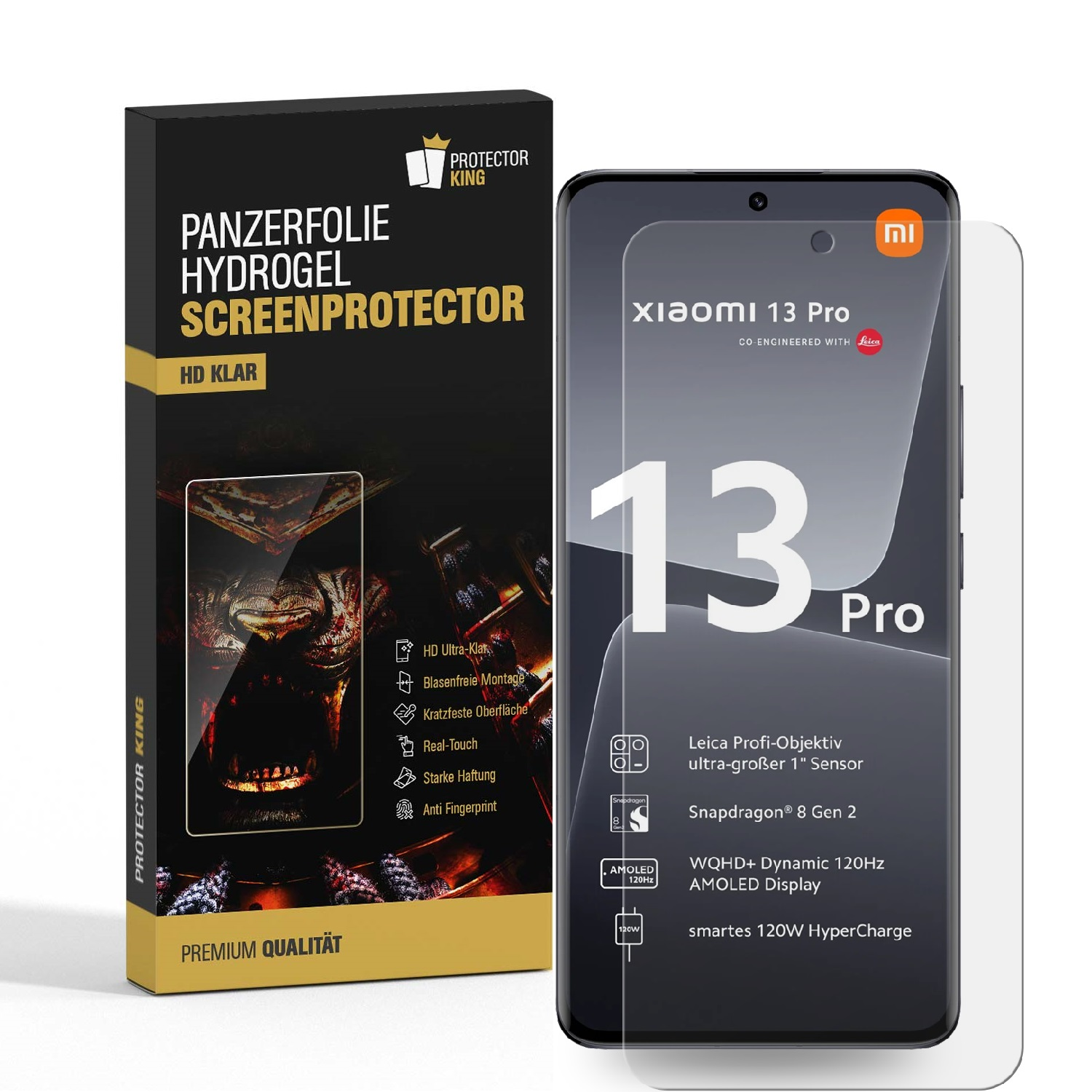 PROTECTORKING 4x FULL CURVED 13 Panzerfolie HD Pro) Hydrogel Xiaomi Displayschutzfolie(für KLAR