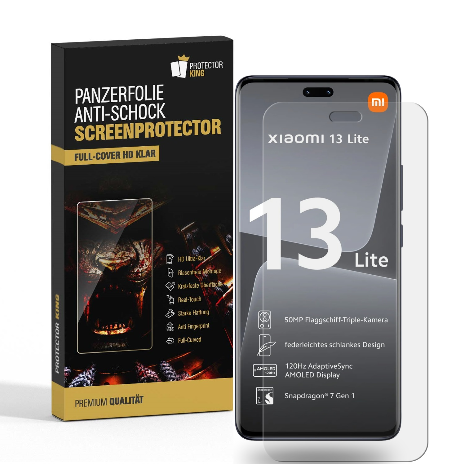 PROTECTORKING 1x Panzerfolie ANTI-SHOCK Schutzfolie Displayschutzfolie(für 13 KLAR Lite) Xiaomi