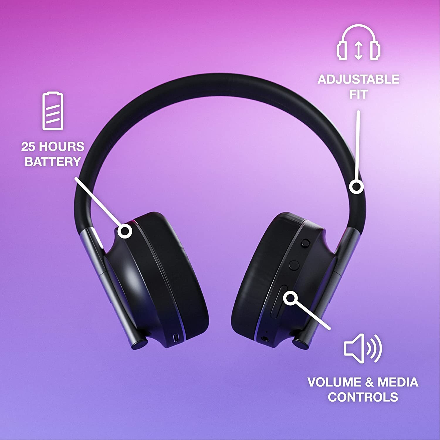 Play Wireless, Schwarz HAPPY PLUGS Over-ear Kopfhörer