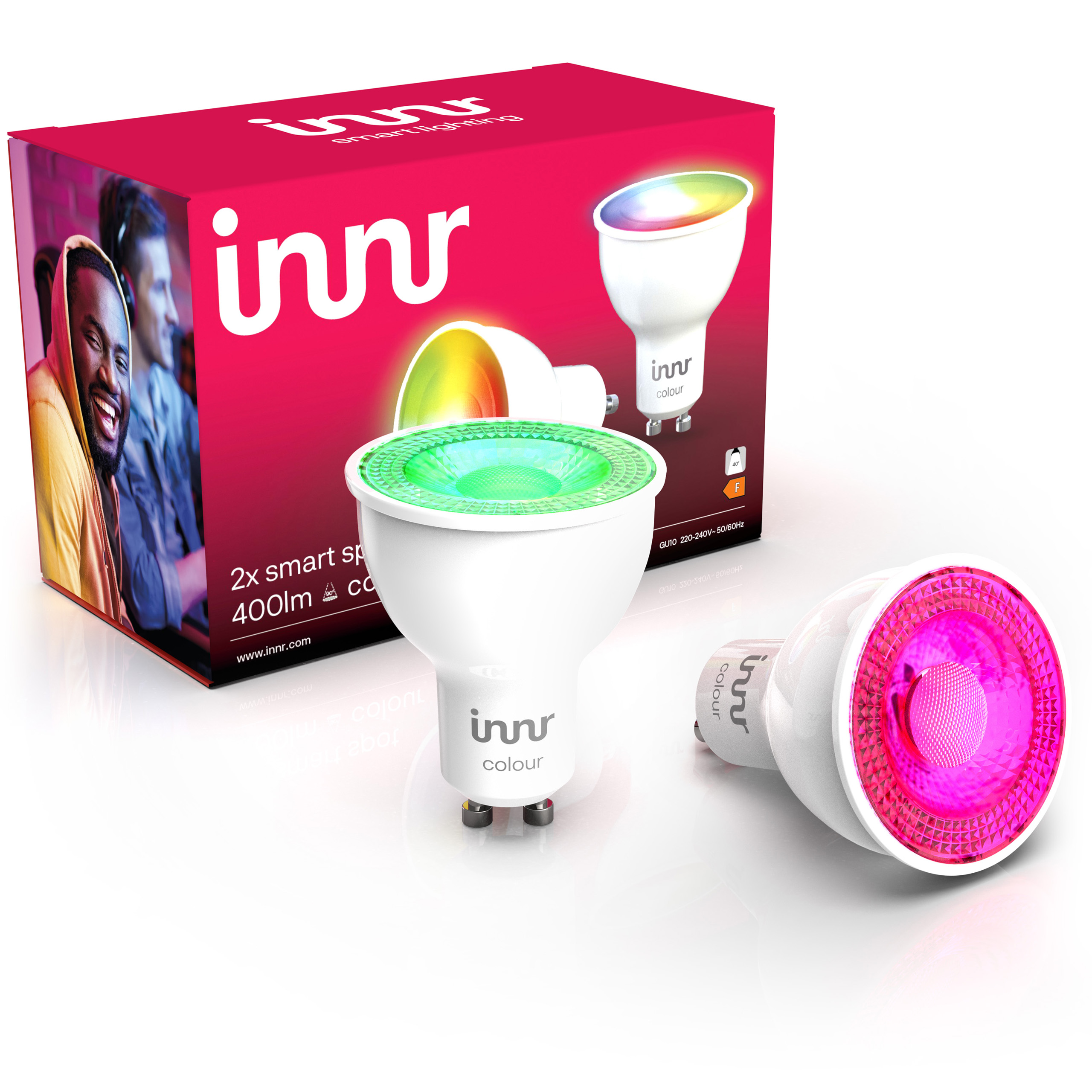 INNR Zigbee GU10 RGBW, Kompatibel LED, warm Smart Lampe 232 LED Hue neutral mit multicoloured, white white, Alexa, & cold C-2 2-pack, Philips RS white
