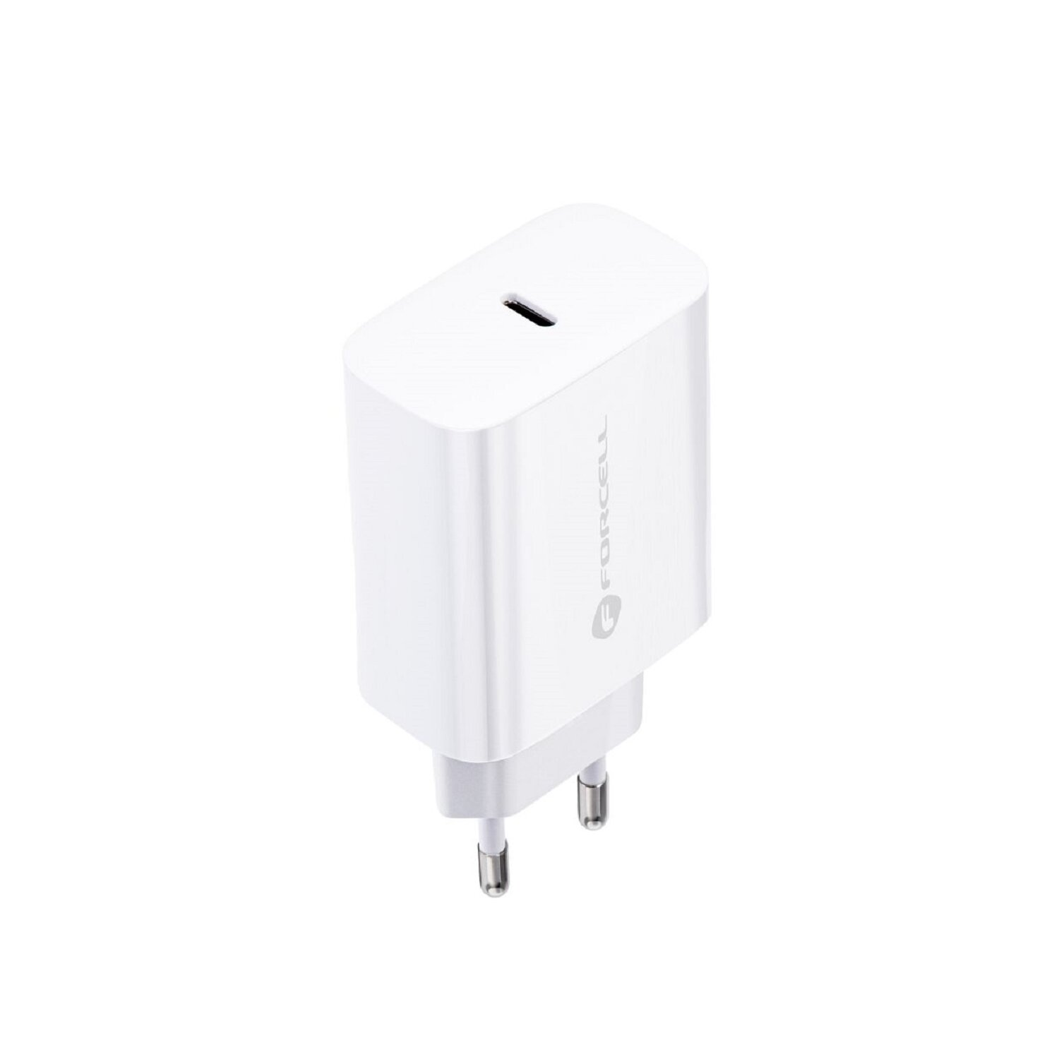 Ein weißes Ladegerät mit einem USB-C-Anschluss.