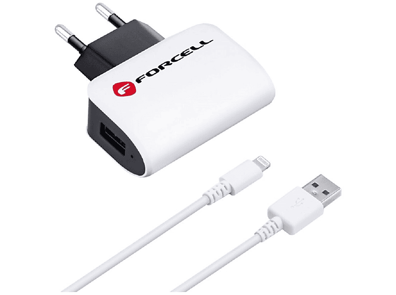 FORCELL iPhone-Anschluss 8-pin Ladegerät Universal, Weiß